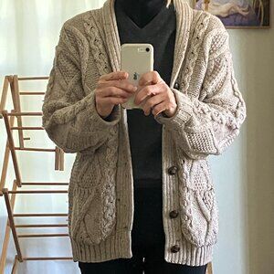 Aran Crafts Wool Shawl Collar Cardigan